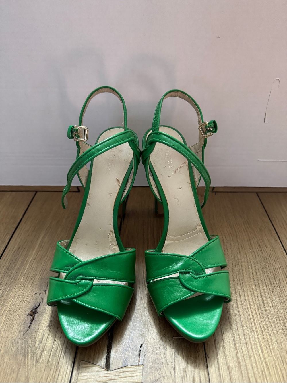 Nine West Green Knotted Strappy Slingback Heels